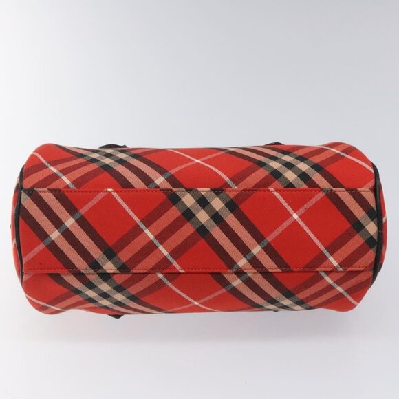 BURBERRY Nova Check Blue Label Hand Bag Nylon Leather Red Black gold Auth EC765 - Picture 6 of 16